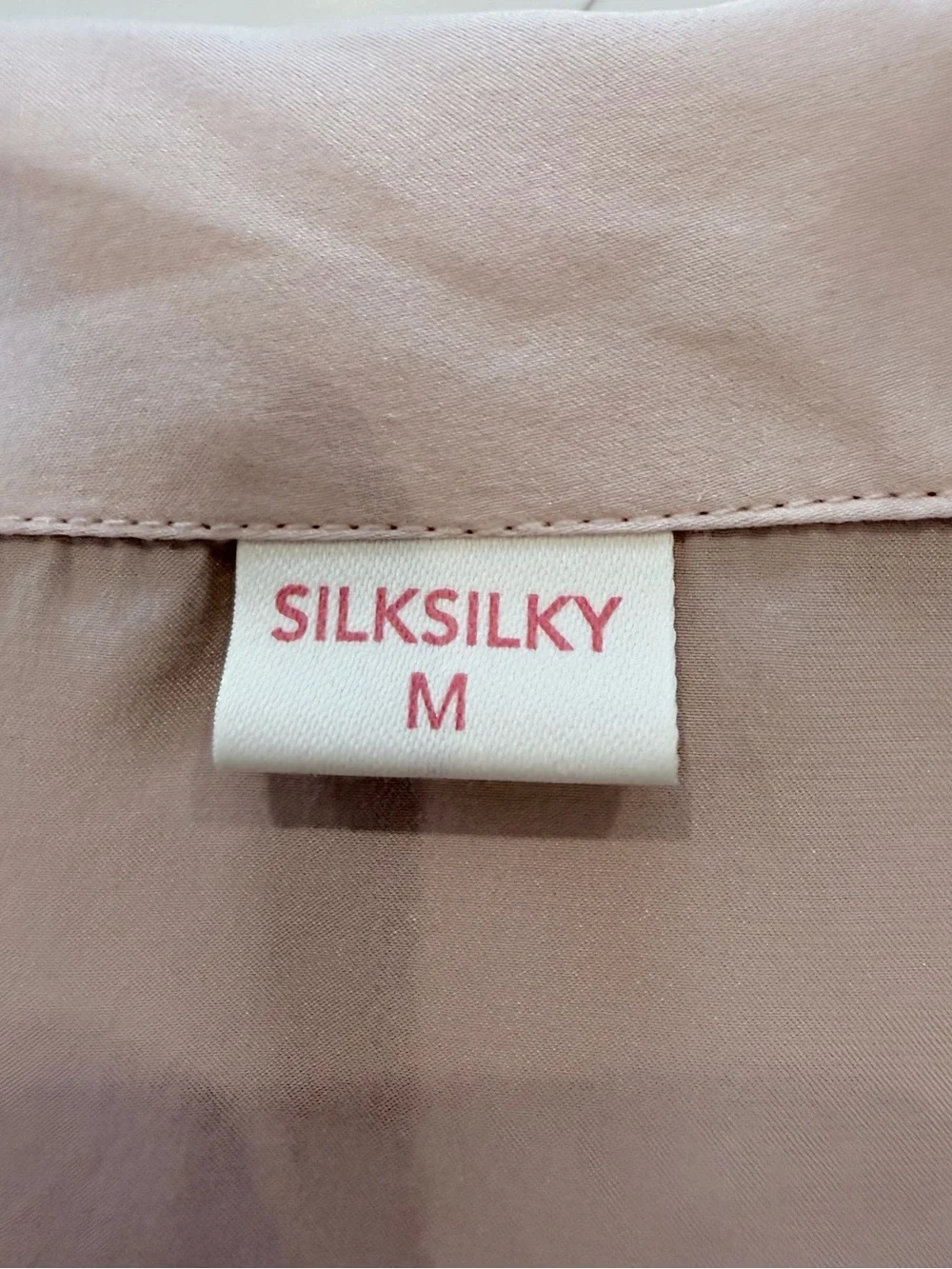 Silksilky 100% Silk Pajama Set Blush Pink Black Piping Medium M